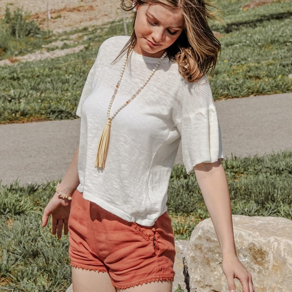 Knit Short Ruffle Sleeve Top - Picture 3 of 5